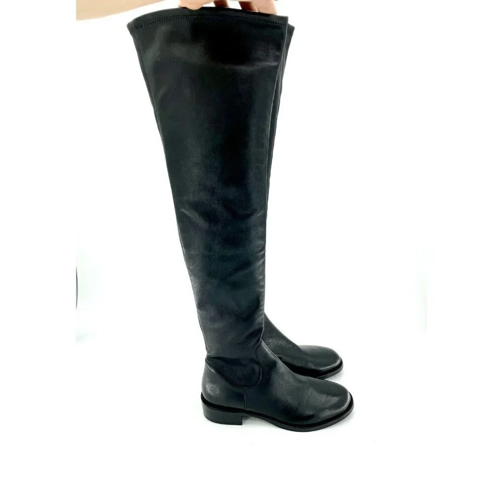 Via Spiga Boots Boni Over the Knee Black Leather Tall Riding SZ 5.5 New